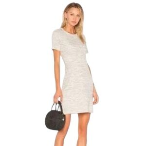 THEORY Heathered Gray Mini Dress Ribbed Cotton Casual Short Sleeve P S XS Weeked